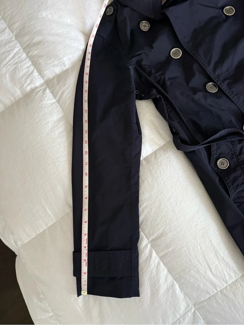 Authentic Burberry Brit Navy Balmoral Trench Coat with Hood, Size 10 - Picture 12 of 13